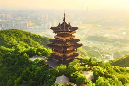 Leifeng Pagoda Hangzhou Leifeng Pagoda on Green Mountain Overlooking Hangzhou City
