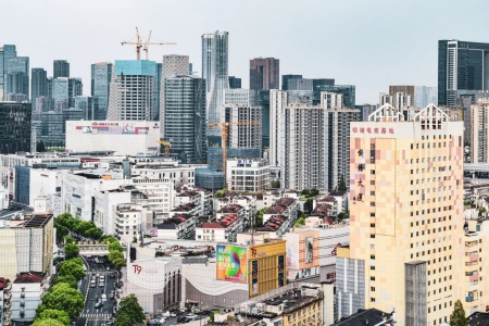 Hangzhou Sijiqing Commercial City Scenery Hangzhou Sijiqing fashion wholesale district city aerial skyline view