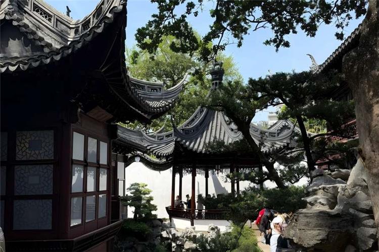 Yuyuan Garden in Shanghai showing classical Jiangnan private garden with ancient pavilions, rockeries, ponds and traditional Chinese architecture