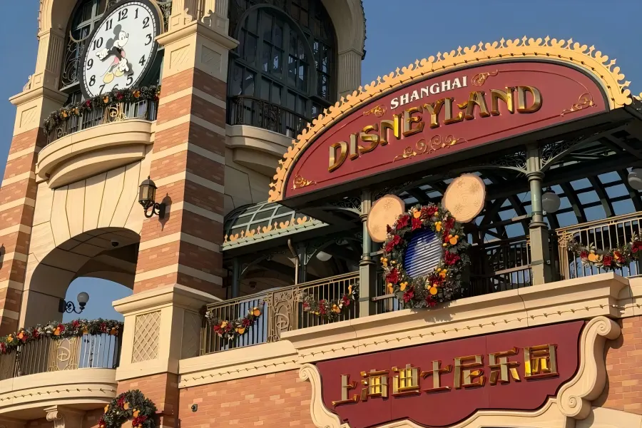 Enchanted Castle of Shanghai Disneyland Shanghai Disneyland in Pudong showcasing the magnificent Enchanted Storybook Castle and dazzling night fireworks over the fairy-tale park