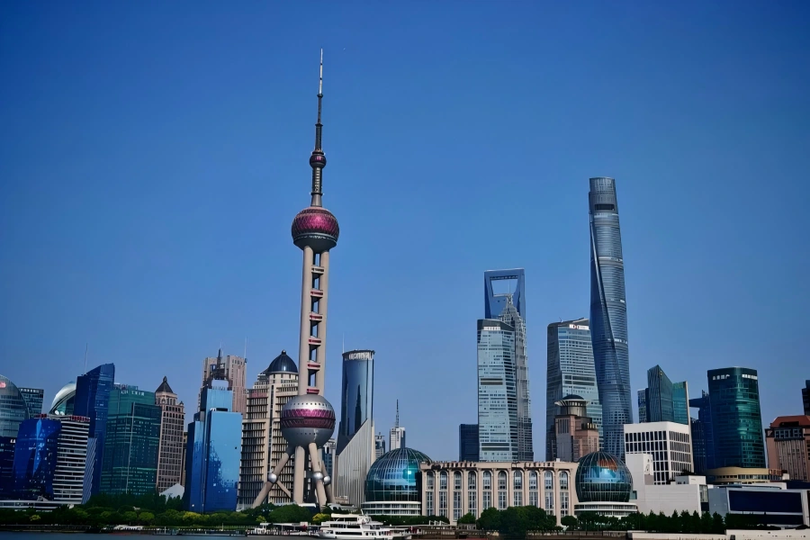 The Bund in Shanghai showing classic European buildings alongside Huangpu River