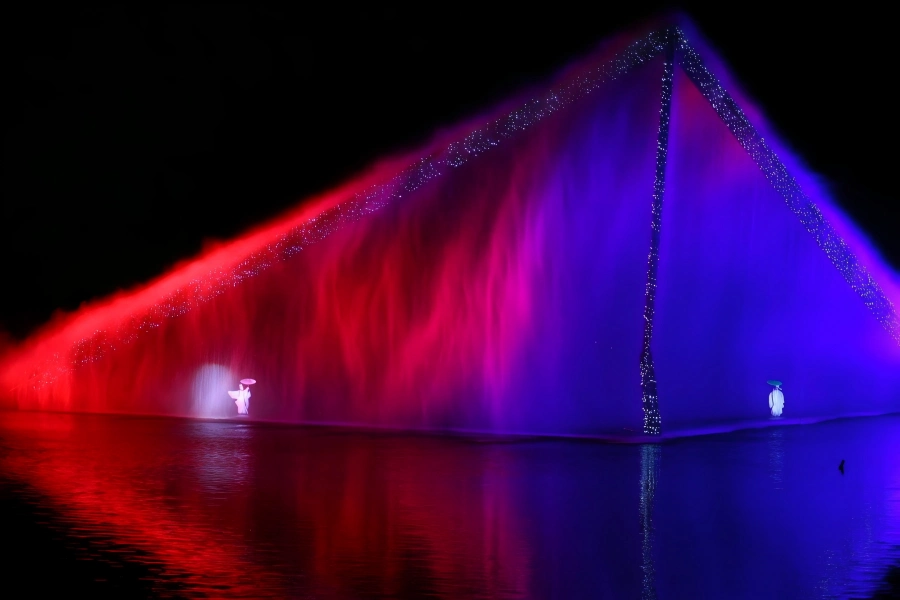 Impression West Lake Live Show Impression West Lake in Hangzhou presenting stunning night live water show with dancers, colorful lights and lake surface stage