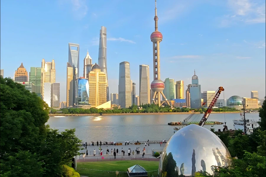 Shanghai North Bund Scenic Area North Bund Scenic Area in Shanghai showing modern skyscrapers and riverside waterfront scenery along Huangpu River