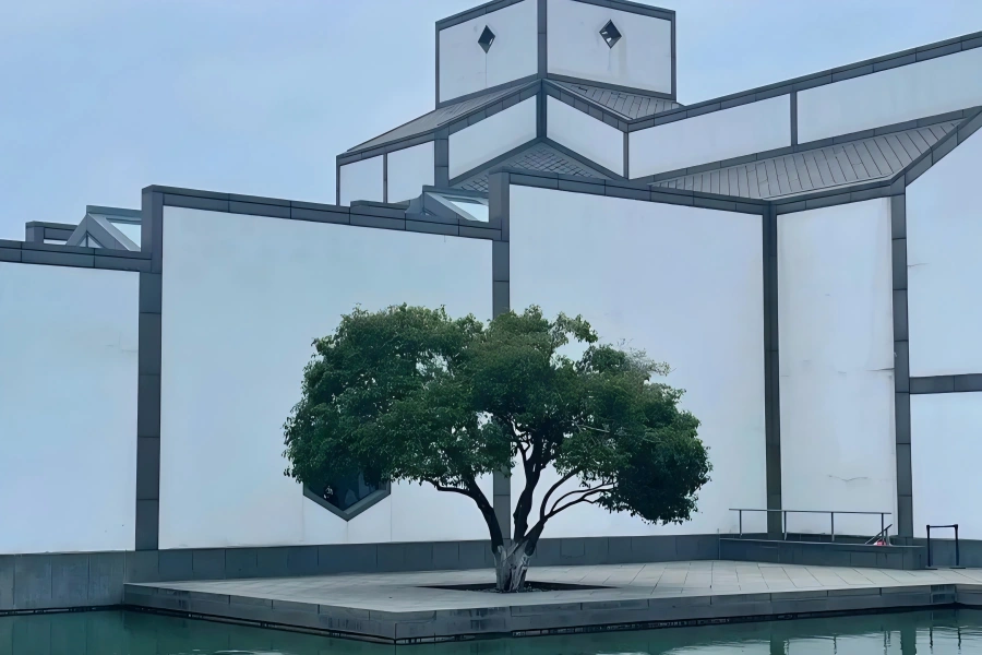 Suzhou Museum Suzhou Museum in Suzhou showing modern minimalist architecture integrated with traditional Jiangnan garden design