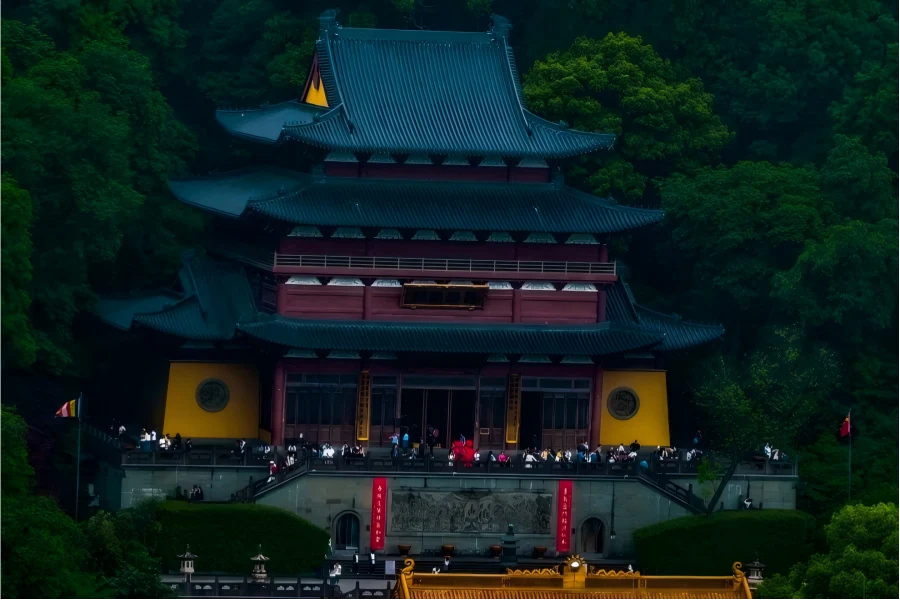 Jingci Temple Jingci Temple in Hangzhou displaying ancient Buddhist halls amid verdant lakeside woods