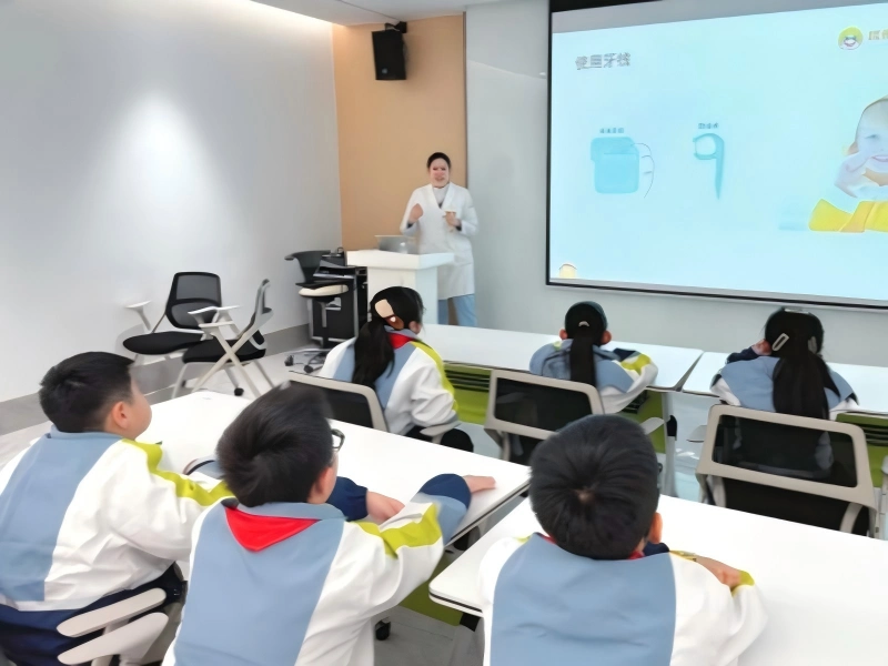 Students attend dental health knowledge classroom session