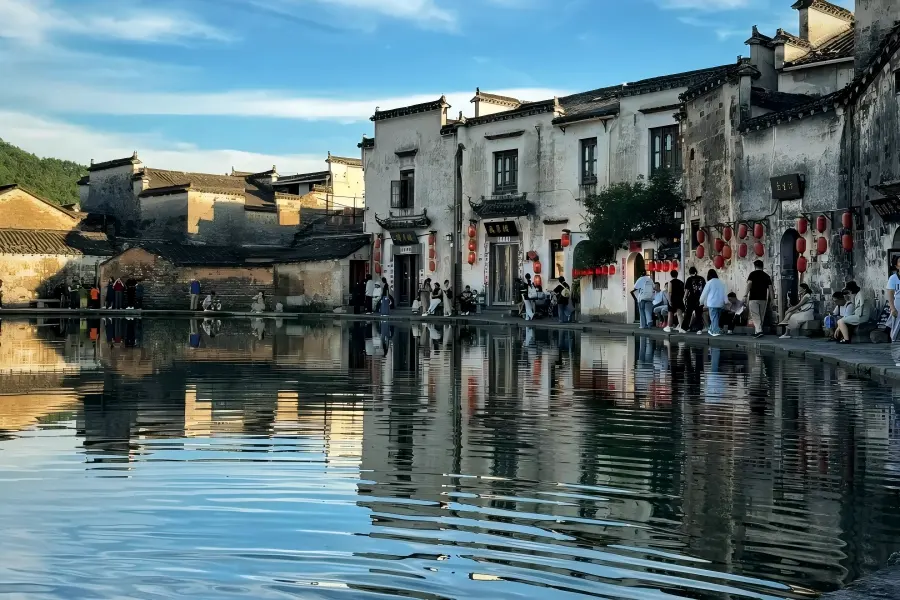 Hongcun Ancient Village in Huangshan showing peaceful idyllic Hui?style village scenery with winding lanes