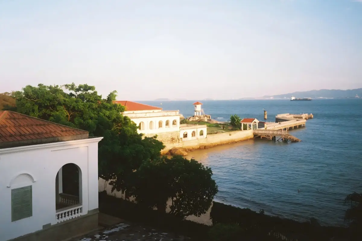 Seaside view of historic colonial villas on Gulangyu Island, Xiamen