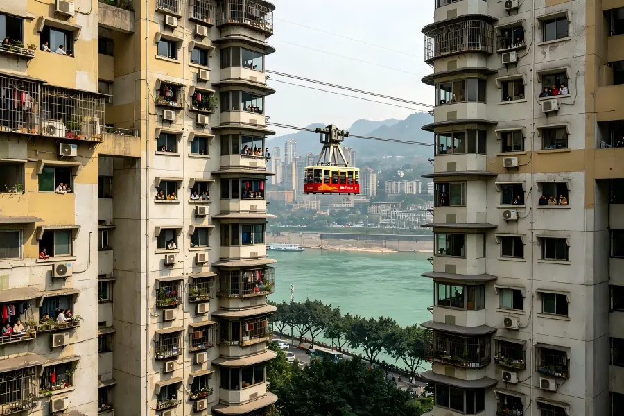 Baixiangju, Chongqing Baixiangju, iconic layered residential complex, great viewpoint for Yangtze River Cableway, Chongqing mountain?city architecture