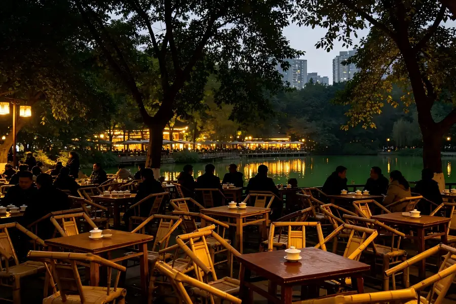 Chengdu People’s Park, century?old urban park, local teahouse culture and laid?back Chengdu lifestyle, downtown green oasis