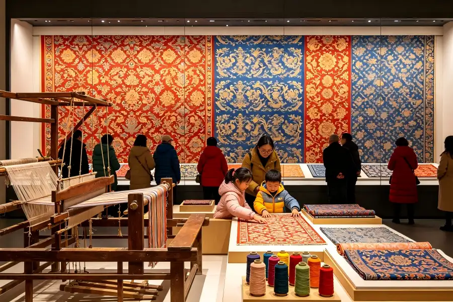 Chengdu Shu Brocade and Embroidery Museum, intangible?heritage museum displaying ancient brocade art and functional antique wooden looms, Chengdu cultural site