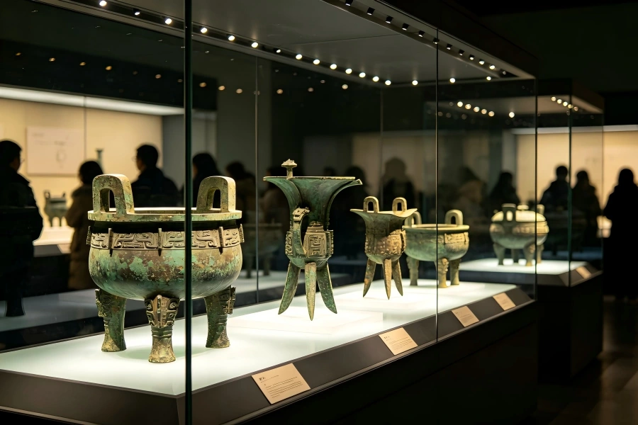 Shanghai Museum, distinctive ding?shaped architecture, precious ancient Chinese bronze, jade and porcelain relics, top?tier national art museum in downtown Shanghai