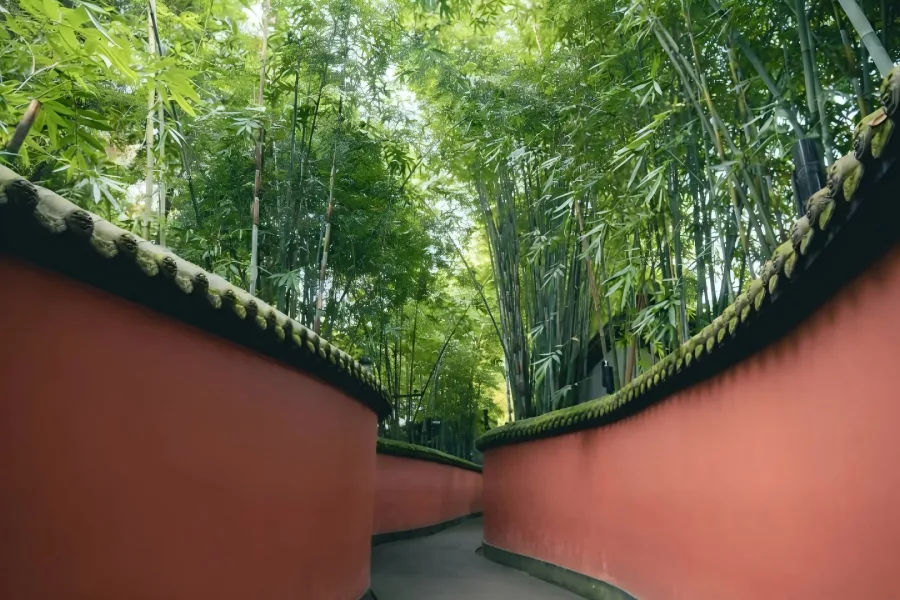 Ancient halls and stone steles inside Wuhou Shrine, relics of Shu Han era, time?honored Chengdu historical complex