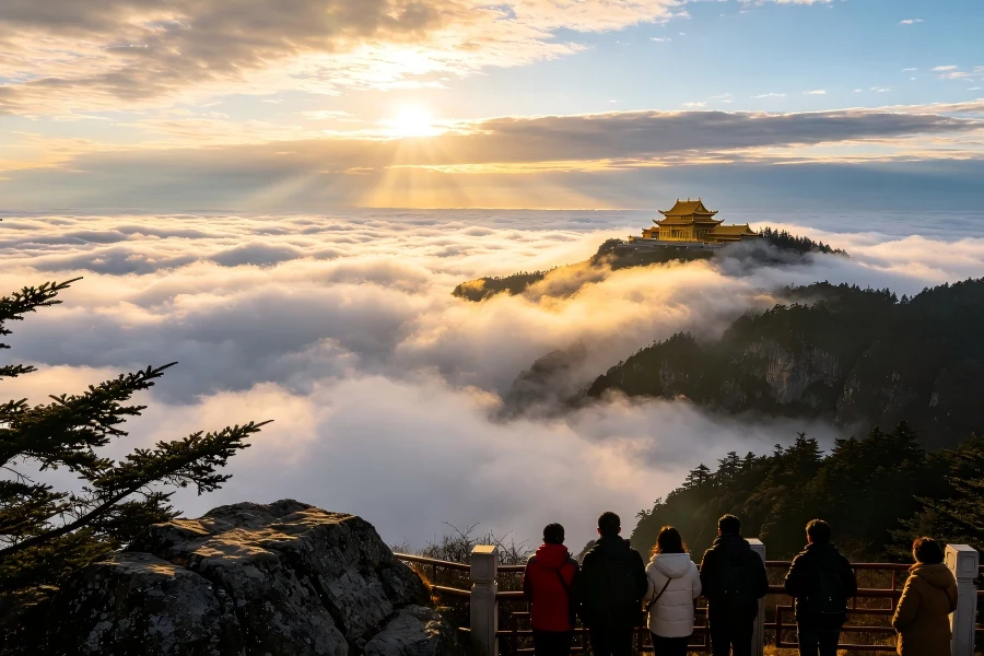 Mount Emei, sacred Buddhist mountain scenery in Sichuan