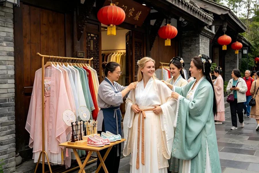 Kuanzhai Alleys Hanfu,Chengdu Hanfu costume?change experience at Kuanzhai Alleys