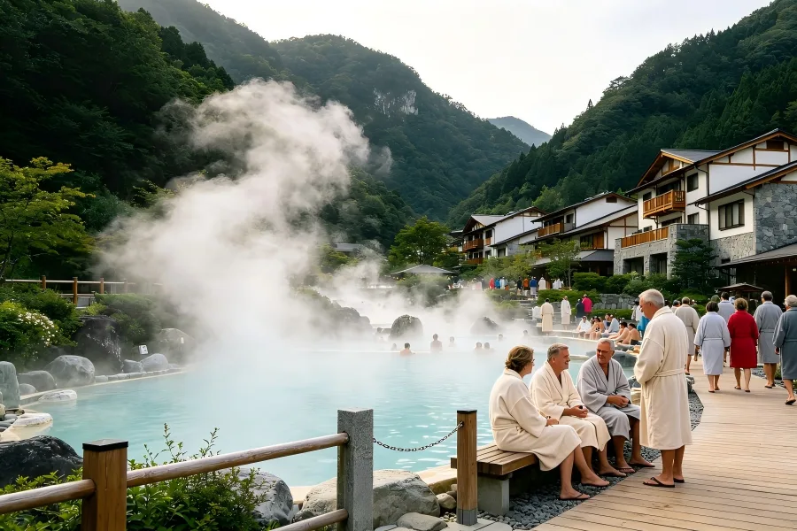 Huashuiwan Hot Spring Town,Chengdu Huashuiwan Hot Spring Town, mountain?surrounded hot spring resort in Chengdu