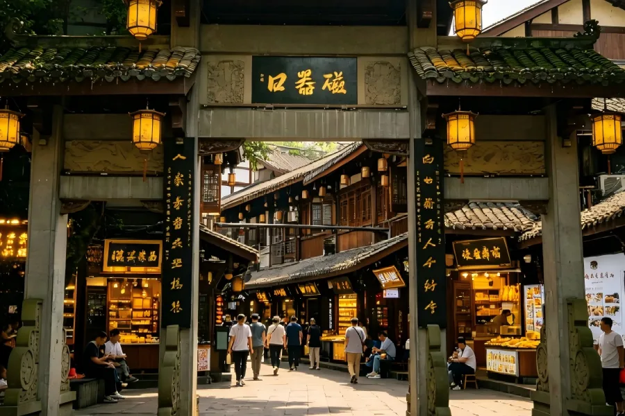 Chongqing Ciqikou Historic Town Traditional streets and local snacks at Ciqikou Ancient Town