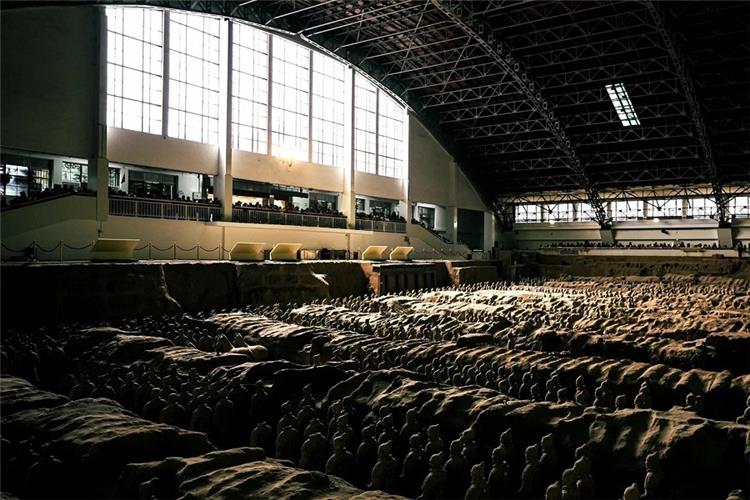 Wide view of Terracotta Army excavation museum hall Xi'an