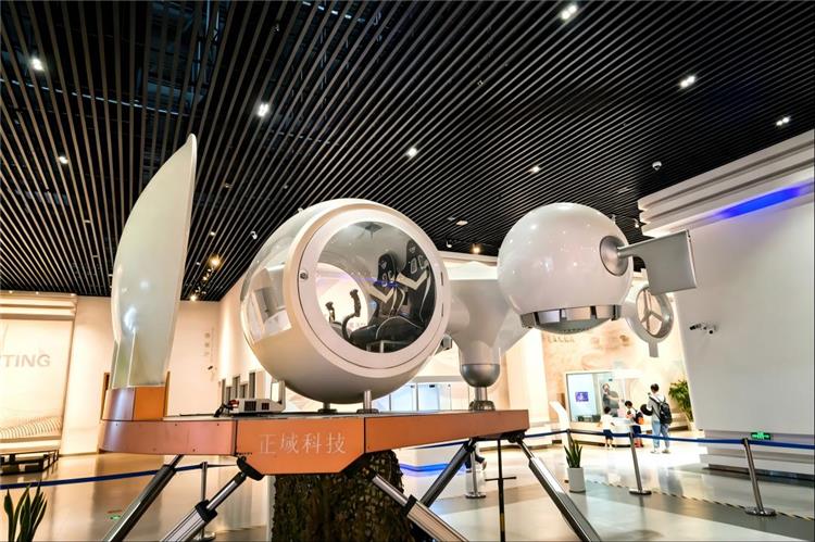 Flight Simulator, Hangzhou Xiaoshan Robot Town 6?DOF motion flight simulator exhibited in Xiaoshan Robot Exhibition Center