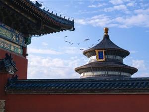Beijing Temple of Heaven Ancient Imperial Temple Roof Sky View