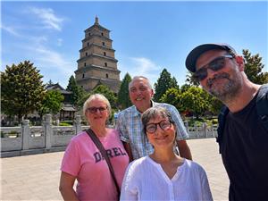 Foreign tourist group at Giant Wild Goose Pagoda Xi'an
