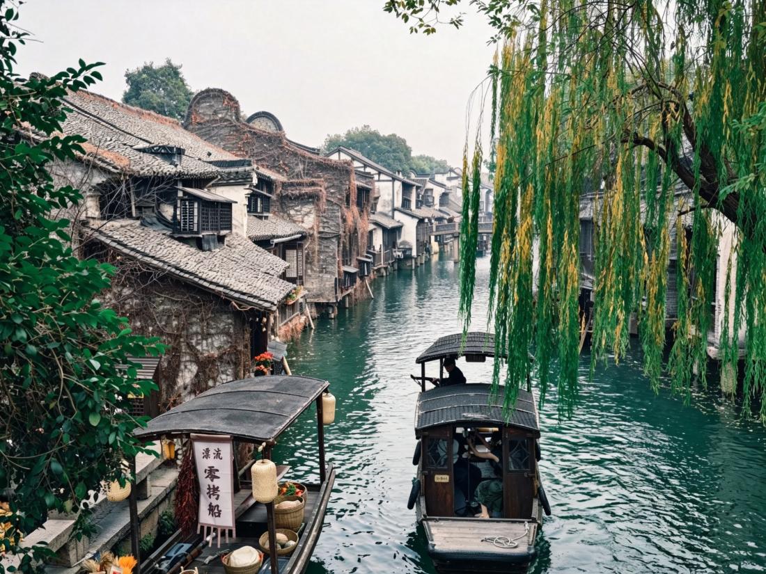 Classic riverside scenery of Wuzhen East Gate