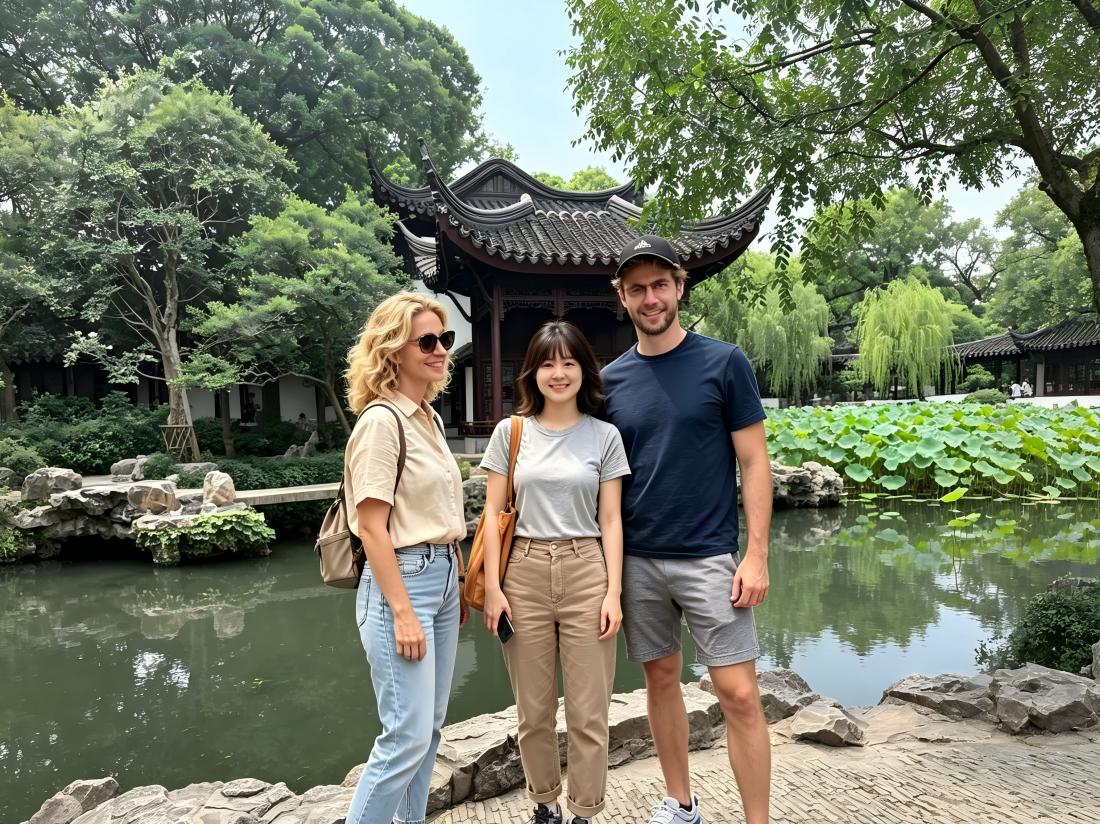 Tourists exploring Humble Administrator's Garden in Suzhou