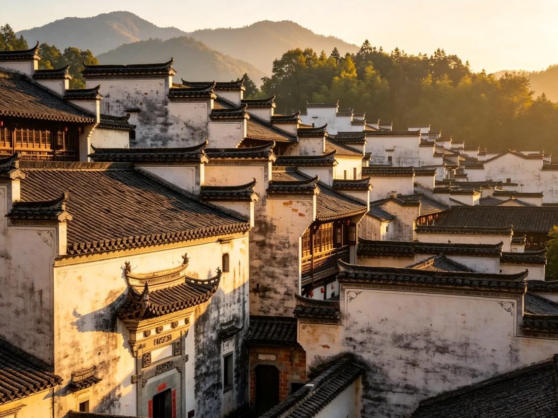 Huizhou Rooftops at Sunset