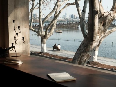 Cozy indoor window view overlooking quiet West Lake on a mild winter day Cozy indoor window view overlooking quiet West Lake on a mild winter day