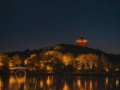 Illuminated Leifeng Pagoda West Lake night Illuminated Leifeng Pagoda West Lake night