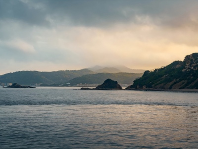 Dusk Coastal Sea View of Putuo Mountain