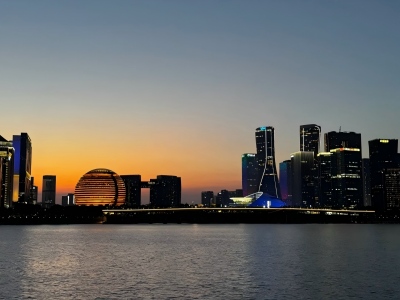 Blue Hour View of Qianjiang New Town Waterfront Blue Hour View of Qianjiang New Town Waterfront