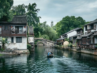 Waterfront Ancient Houses at Cangqiao Straight Street Shaoxing