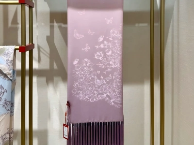 Printed Silk Scarf with Tassels Printed Silk Scarf with Tassels