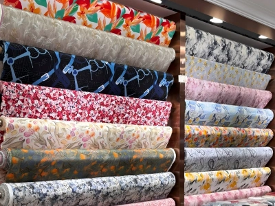 Rolls of Printed Silk Fabrics