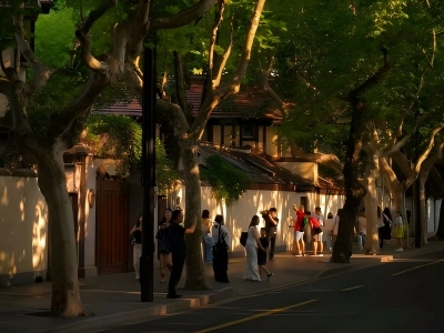 Wutong Tree Old Street Shanghai Afternoon View