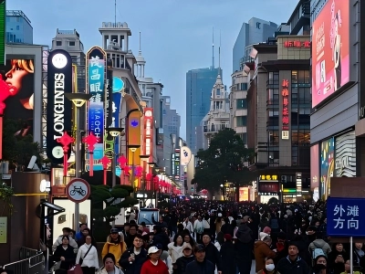 Nanjing Road Pedestrian Street at Dusk Shanghai