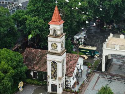 Moganshan Bell Tower Square and White Doves