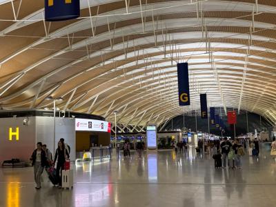 Shanghai Pudong International Airport terminal interior with modern architecture