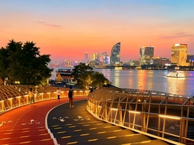 Riverside Cycling & Walking Path at Sunset Riverside Cycling & Walking Path at Sunset