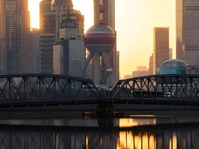 Waibaidu Bridge and Oriental Pearl Tower at Golden Hour Waibaidu Bridge and Oriental Pearl Tower at Golden Hour