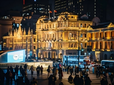 Customs House and HSBC Building at The Bund Night Customs House and HSBC Building at The Bund Night