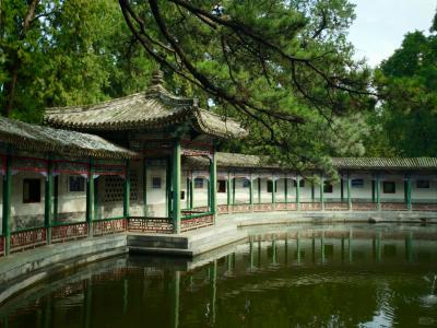 Quiet Garden Scenery at Fragrant Hills Park in Beijing