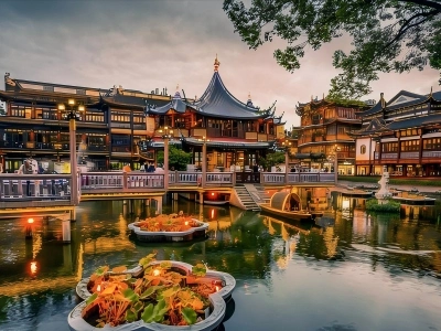 Yuyuan Garden Shanghai ancient garden night scenery
