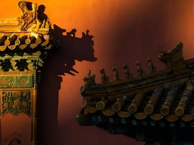 Forbidden City roof details with traditional Chinese architecture