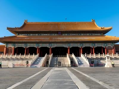 In front of the Hall of Supreme Harmony in the Forbidden City