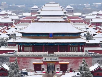 The Forbidden City covered in snow in winter