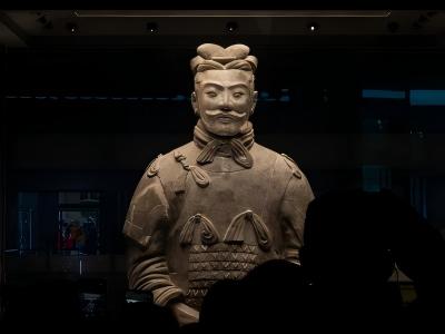 Qin Terracotta Warriors general statue displayed in the museum Qin Terracotta Warriors general statue displayed in the museum
