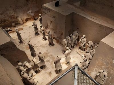 Terracotta Warriors Pit 3 excavation area with life-size warrior figures Terracotta Warriors Pit 3 excavation area with life-size warrior figures