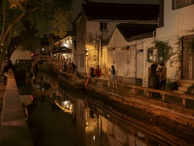 Pingjiang Road Suzhou night canal ancient town scenery Pingjiang Road Suzhou night canal ancient town scenery